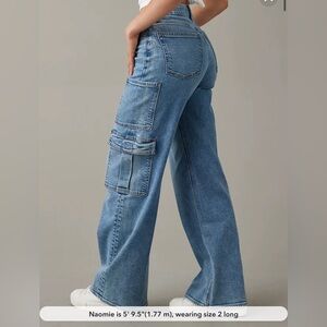 American Eagle|Curvy Super High Waisted Baggy Wide-Leg Cargo Jeans|Sz 14